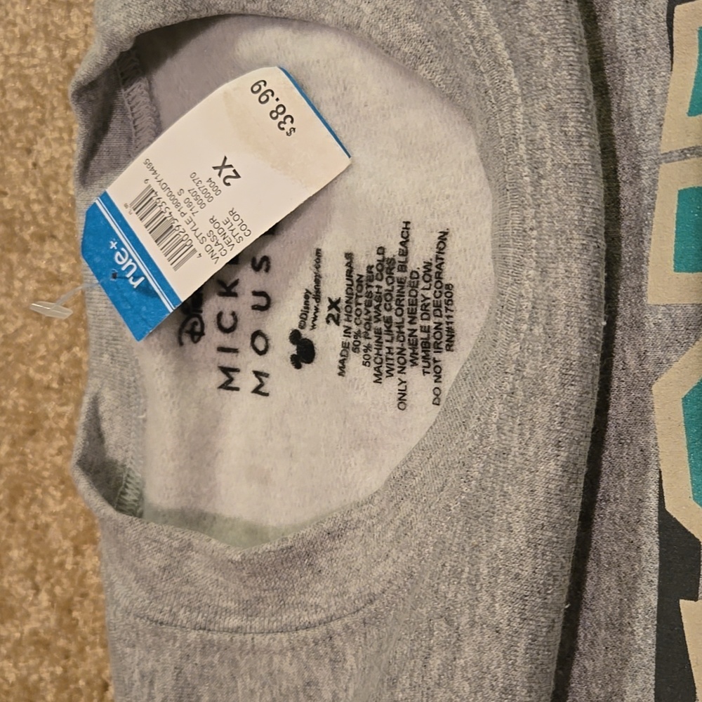 NWT Rue 21 Disney Mickey Mouse Heather Gray Sweatshirt #28 Size 2X - Picture 5 of 10